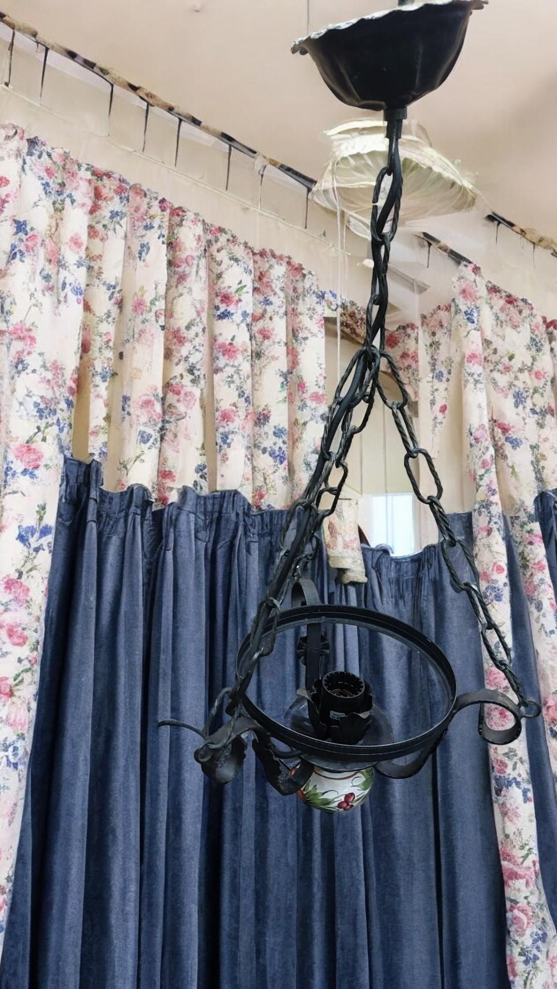 Antique Vintage Porcelain & Metal ceiling light sconce.