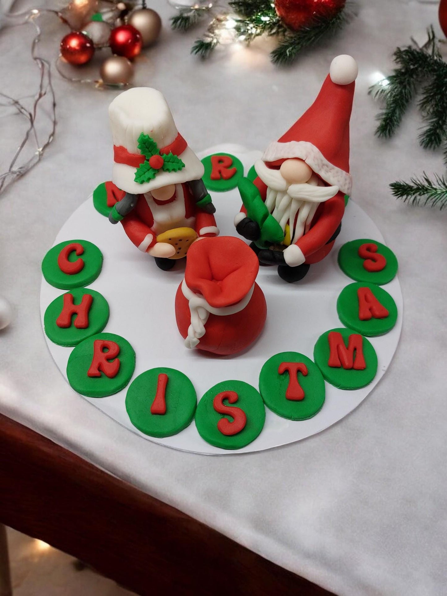 Festive Santa & Mrs Claus Gonk Fondant Christmas Cake topper decorations