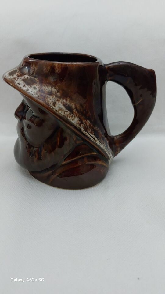 Kernewek Pottery Fisherman Jug Brown 11.5 cm High Good Condition Vintage