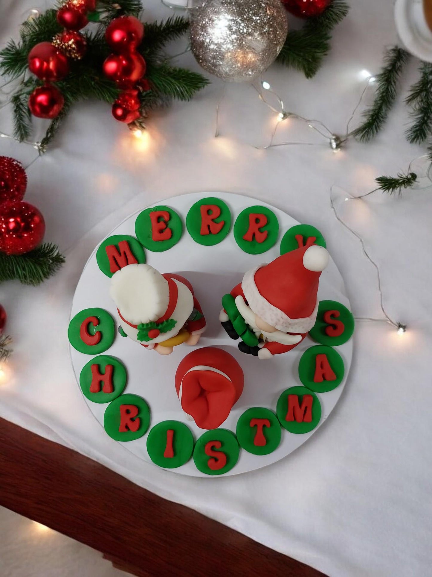 Festive Santa & Mrs Claus Gonk Fondant Christmas Cake topper decorations