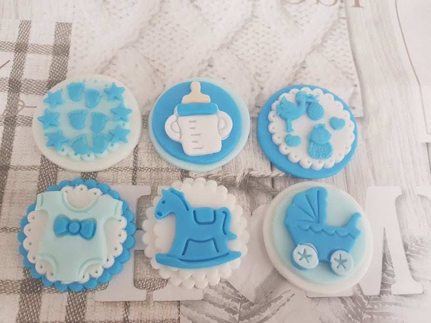 Baby Girl Baby Boy Fondant cupcake toppers (Vegan)
