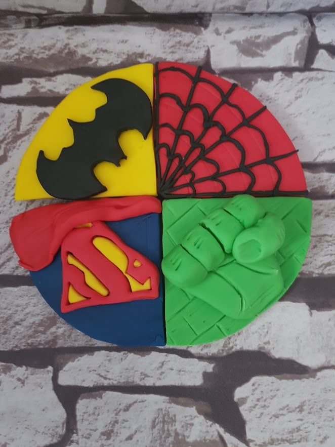 Marvel Hulk, Captain American, Spiderman, Batman, Superman fondant cake topper Vegan