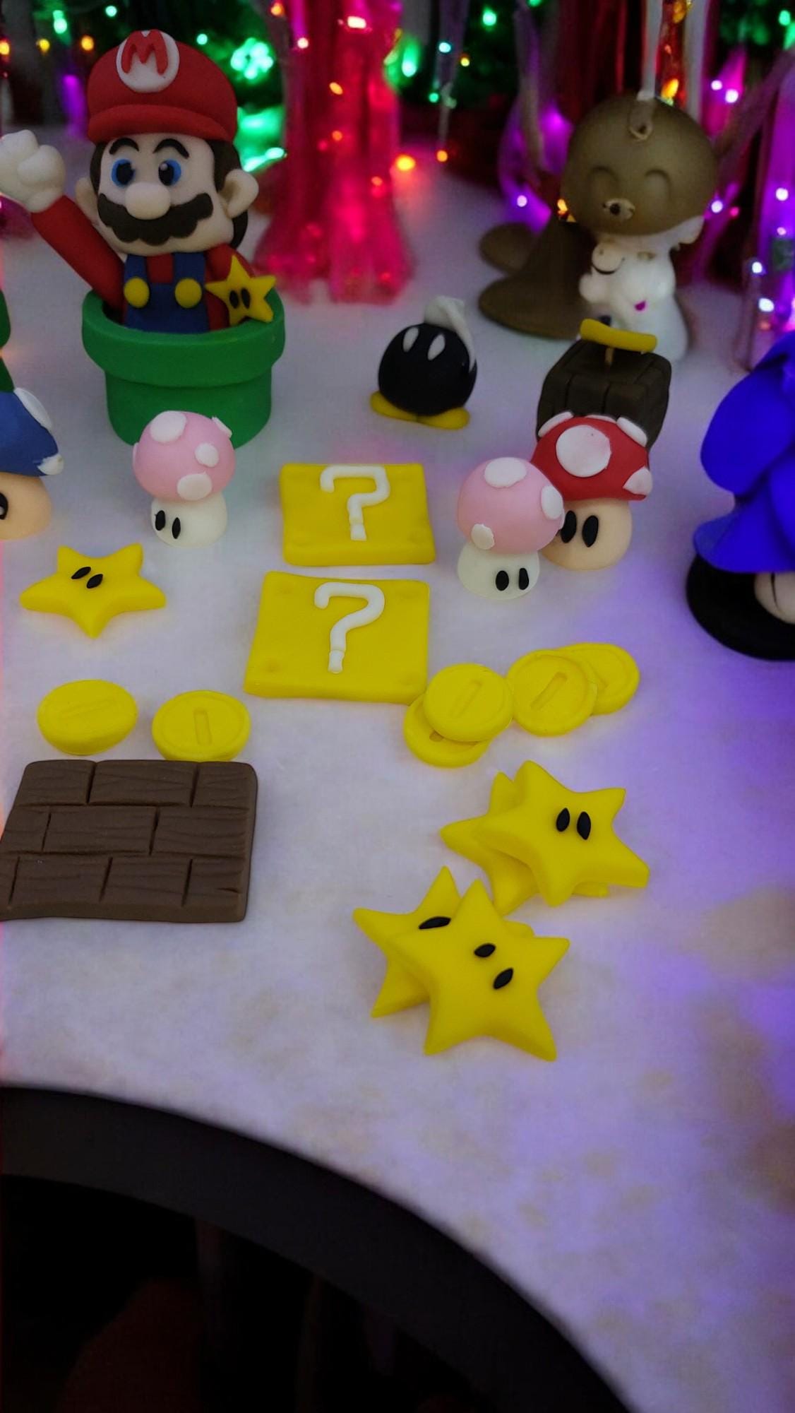 Mario Super Luigi Fondant cake topper decorations vegan