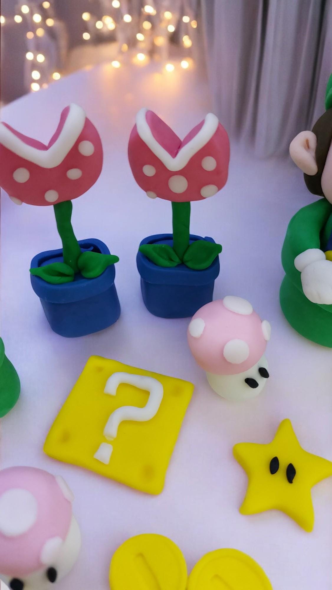 Mario Super Luigi Fondant cake topper decorations vegan