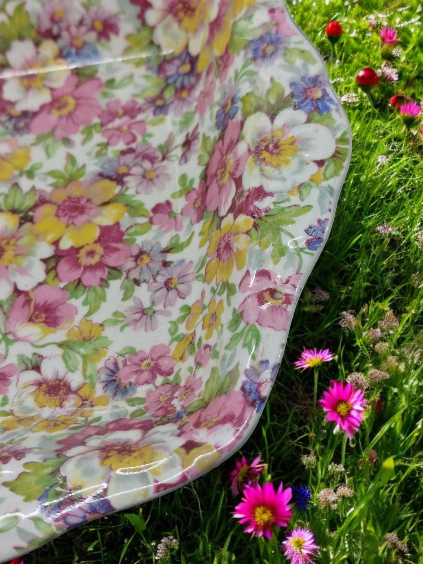 1930's Vintage Chintz Apple Blossom dish England Jewel