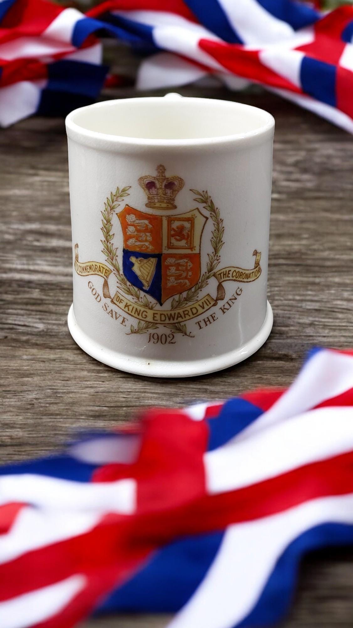 Antique King Edward VII and Queen Alexandra Coronation Cup. 1902. Royal Family. Unique Gift.