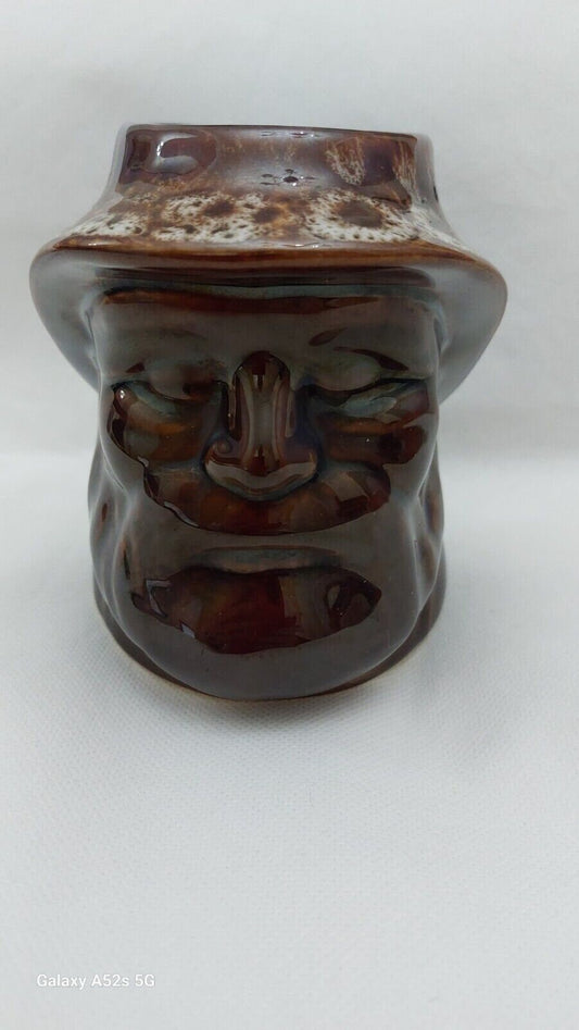 Kernewek Pottery Fisherman Jug Brown 11.5 cm High Good Condition Vintage