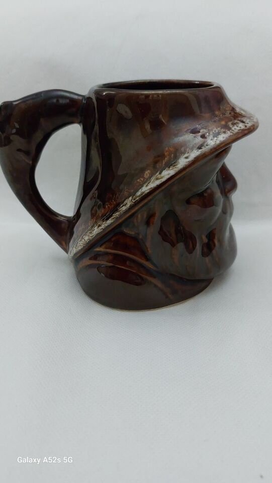 Kernewek Pottery Fisherman Jug Brown 11.5 cm High Good Condition Vintage