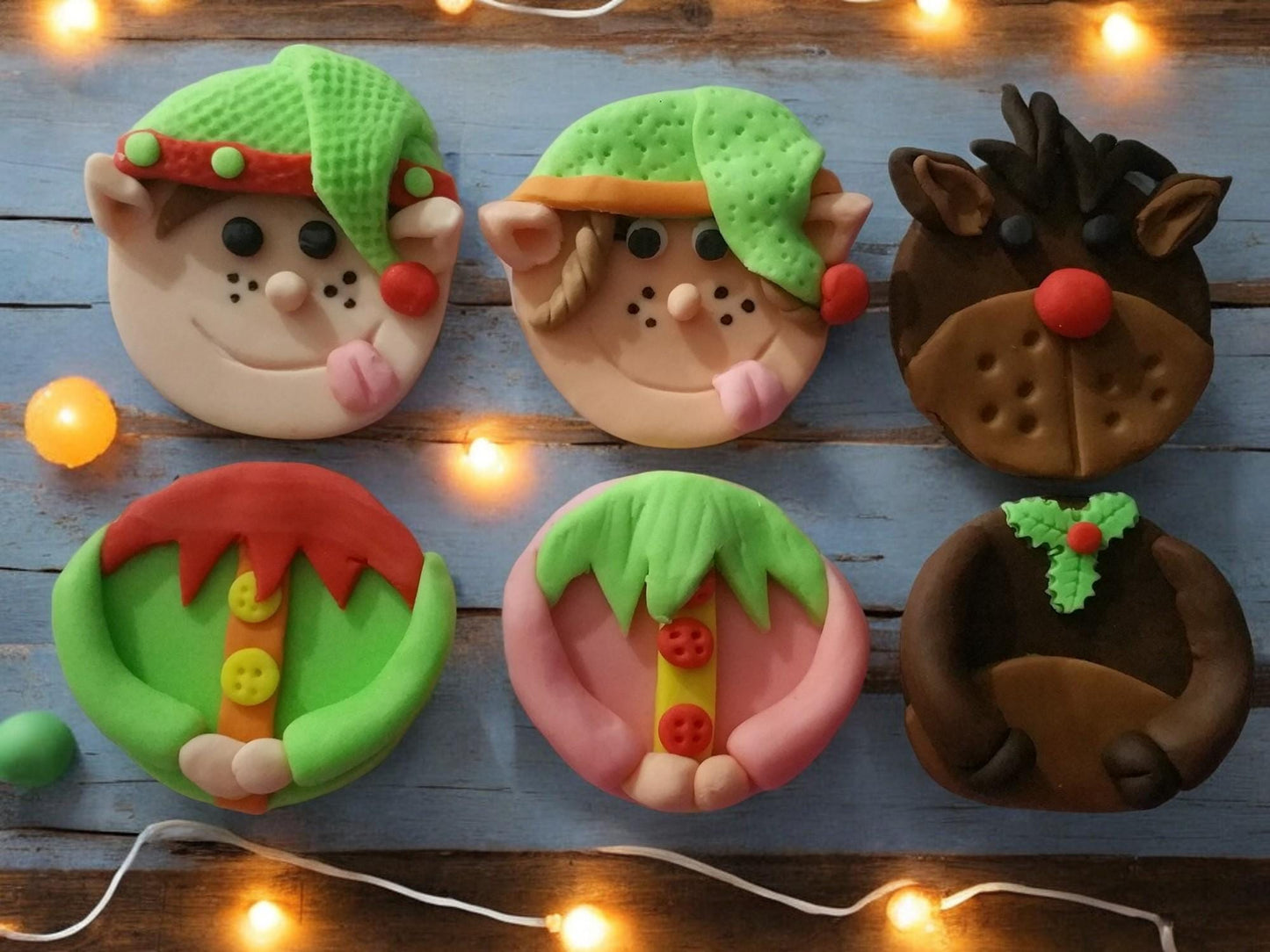 Festive Fondant Christmas cupcake toppers Vegan