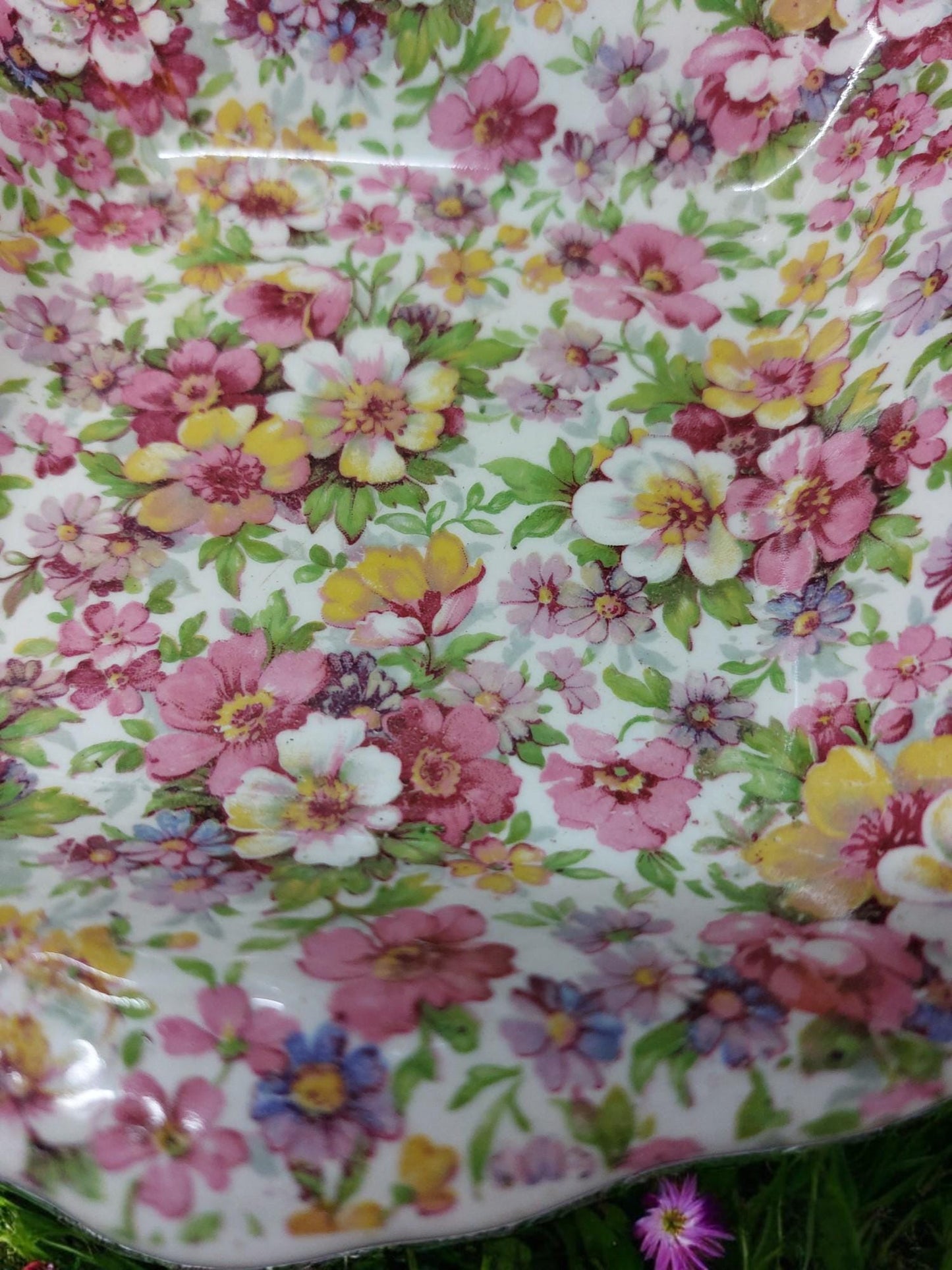 1930's Vintage Chintz Apple Blossom dish England Jewel