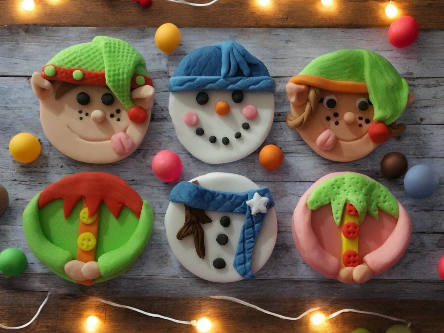 Festive Fondant Christmas cupcake toppers Vegan
