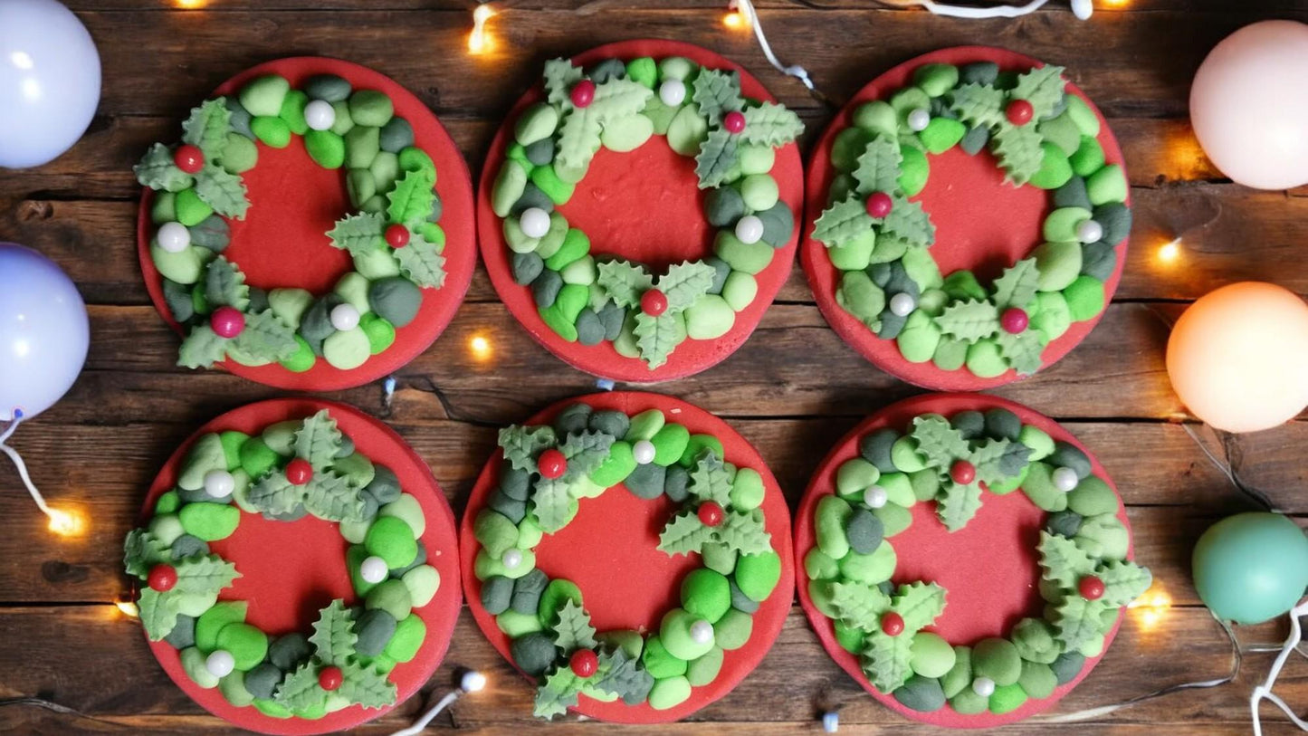 6 Festive Fondant Christmas Cupcake toppers Vegan