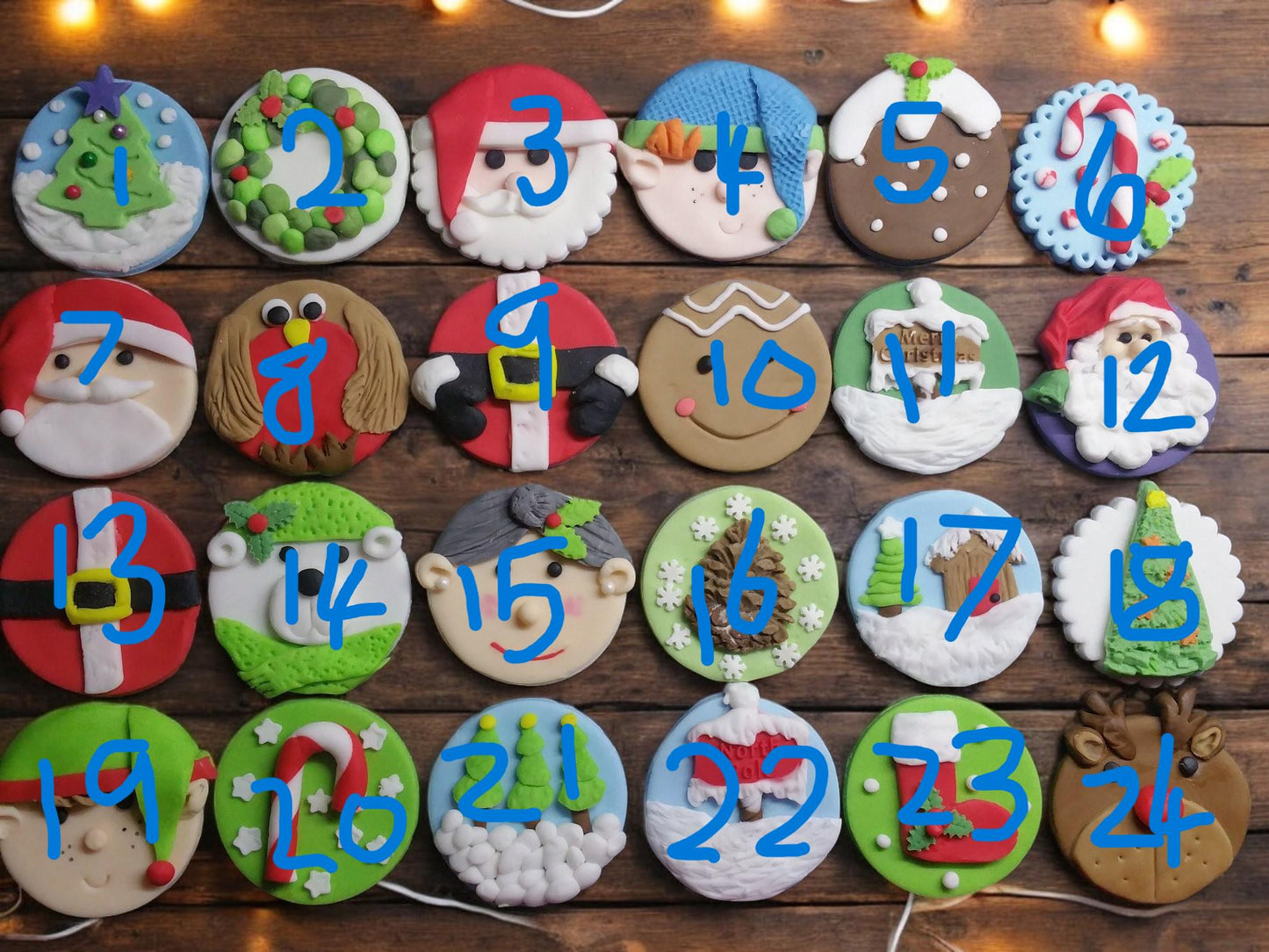 6 Festive Fondant Christmas Cupcake toppers Vegan