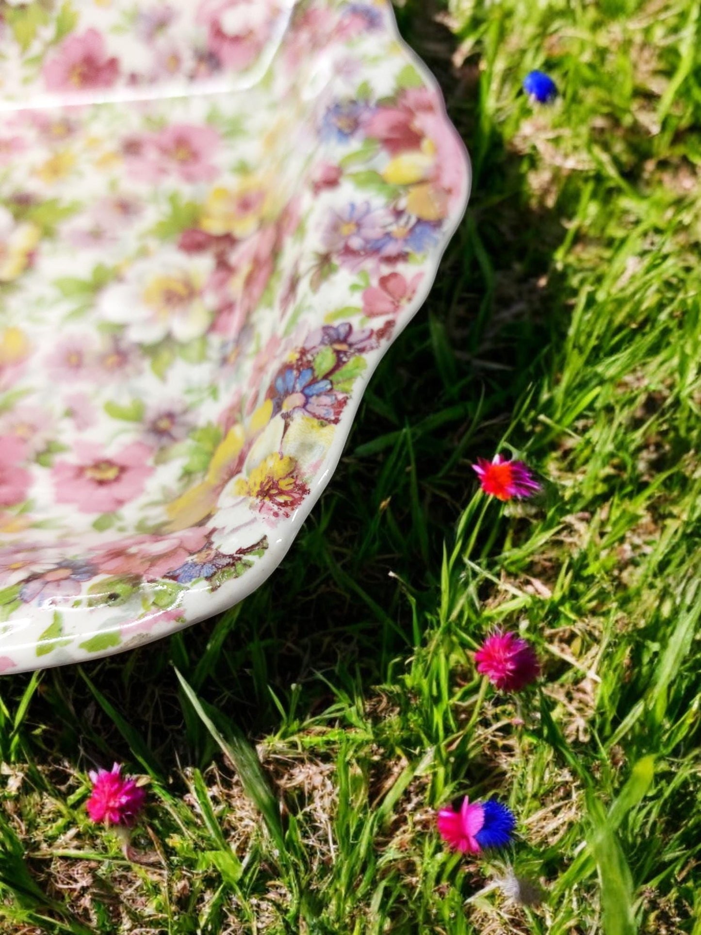 1930's Vintage Chintz Apple Blossom dish England Jewel