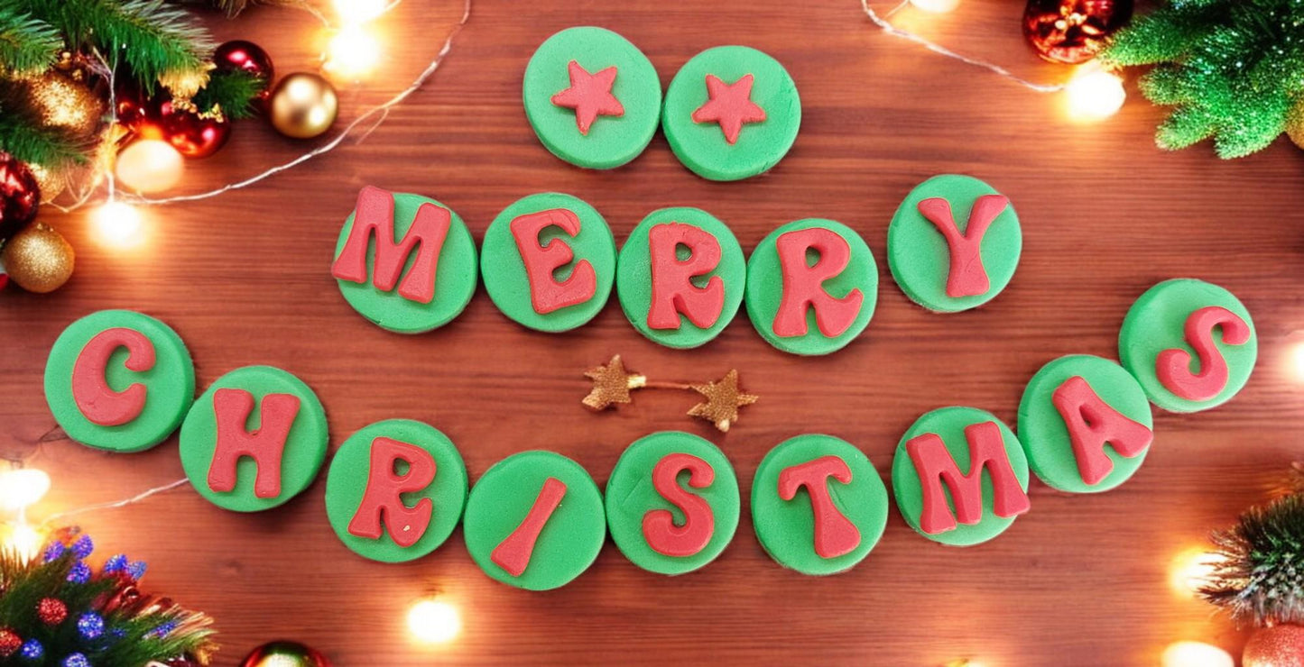 Festive Fondant Santa Rudolph Snowman Christmas Wording Cake topper decorations