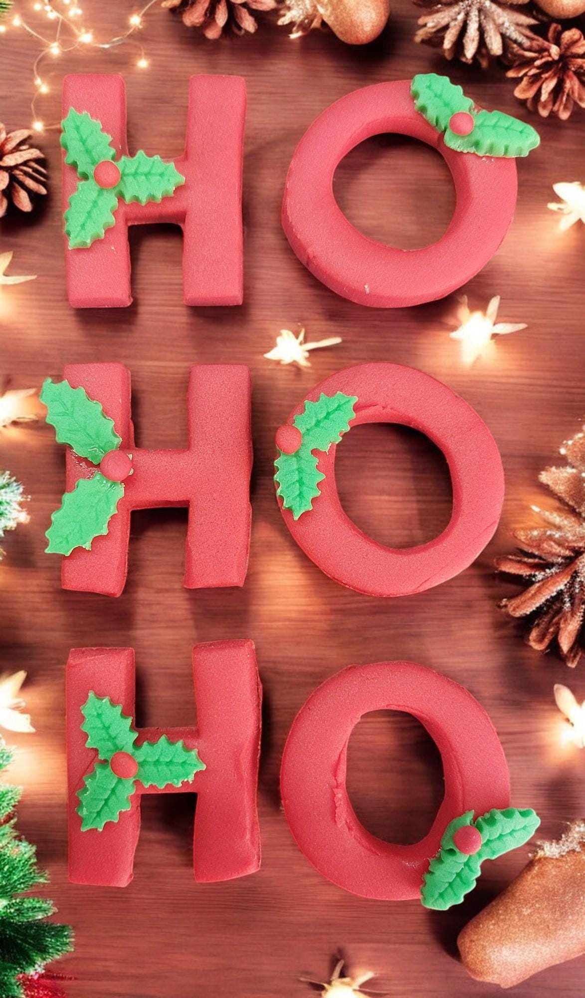 Festive Fondant Santa Rudolph Snowman Christmas Wording Cake topper decorations
