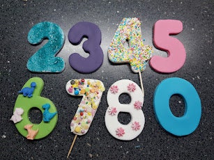 Edible fondant cake cupcake topper Number Age Vegan