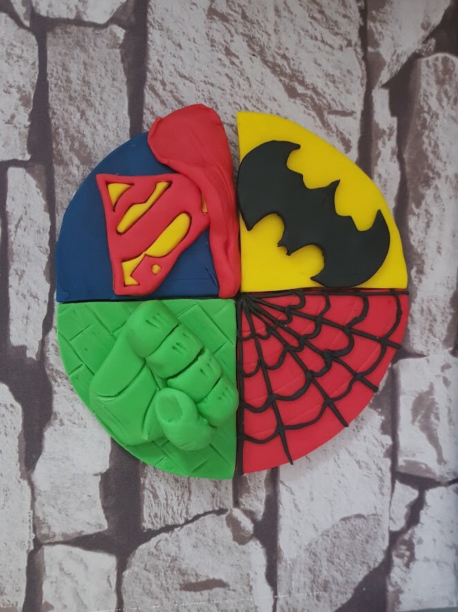 Marvel Hulk, Captain American, Spiderman, Batman, Superman fondant cake topper Vegan