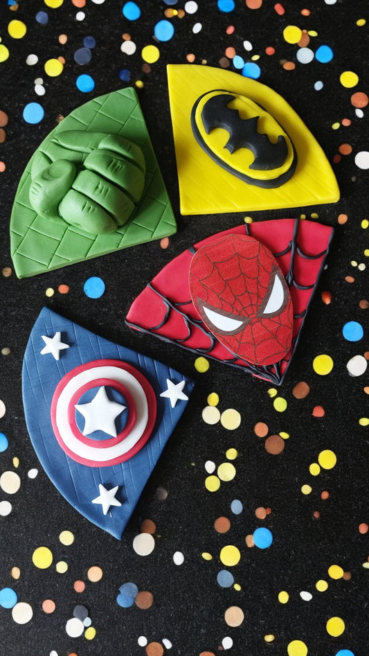 Marvel Hulk, Captain American, Spiderman, Batman, Superman fondant cake topper Vegan