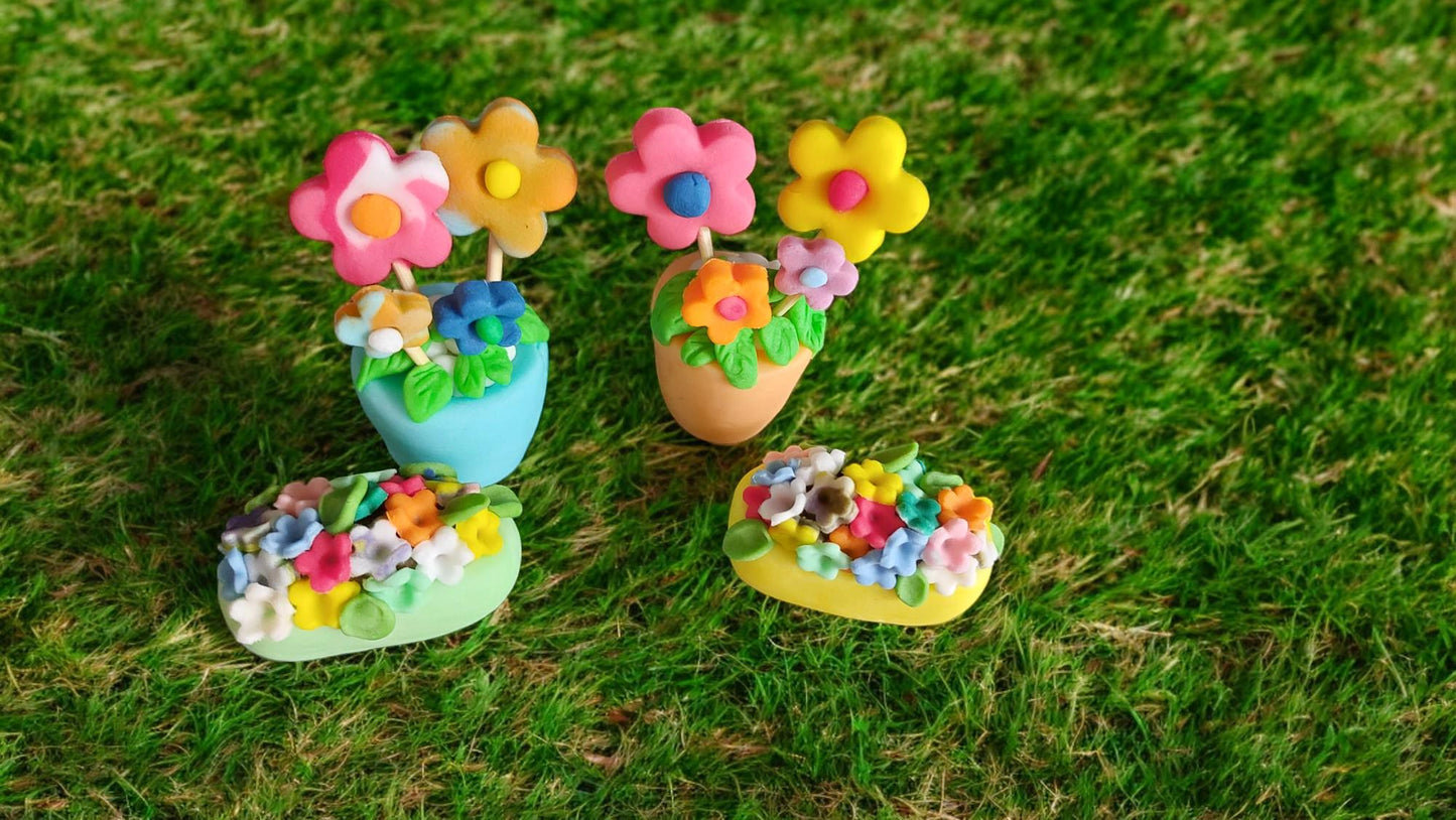 3D Edible Vegan flower pot garden birthday allotment cake topper
