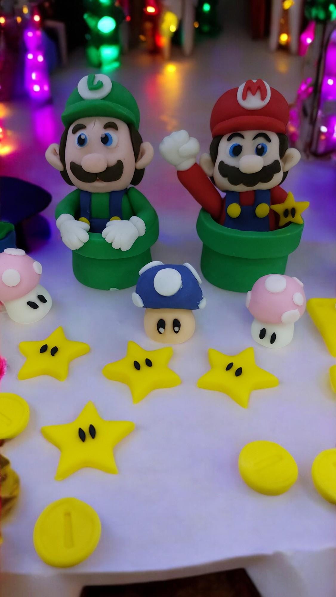 Mario Super Luigi Fondant cake topper decorations vegan